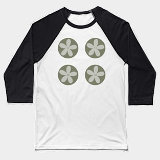 Modern Minimal Flower in Circle - sage green 4 pack Baseball T-Shirt